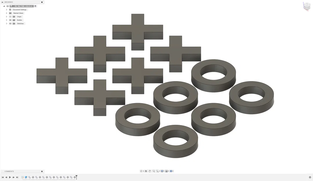 Bộ trò chơi cờ ca-rô (Tic Tac Toe) 3D thiết kế tối giản, dễ in - Image 2