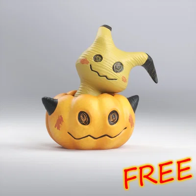 Mô hình 3D Mimikyu Halloween trong quả bí ngô đáng yêu