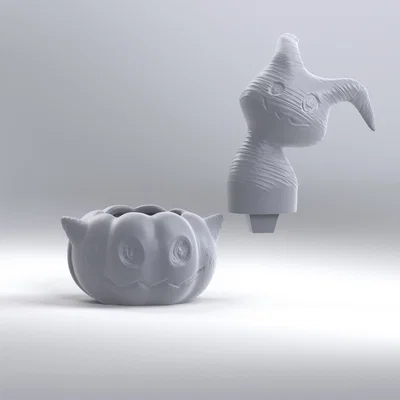 Mô hình 3D Mimikyu Halloween trong quả bí ngô đáng yêu