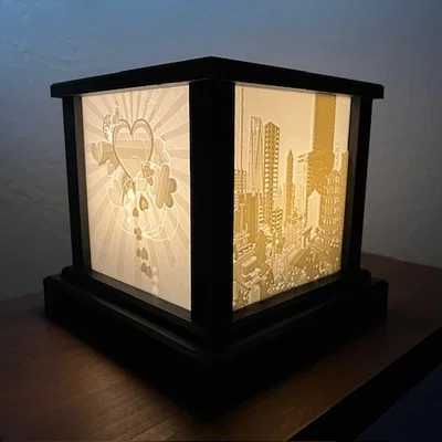 Đèn Lithopane kèm các tấm lithopane và đế lưu trữ