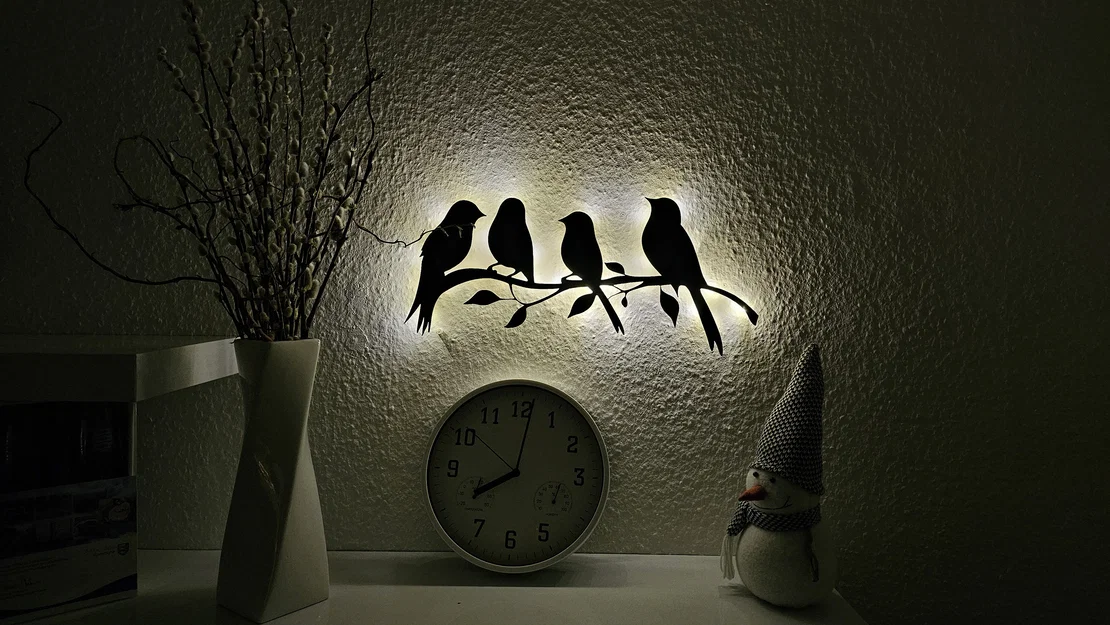 Trang trí tường Chim với đèn LED hắt sáng - Image 2