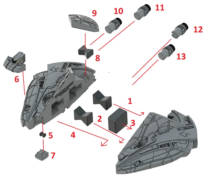 Mô hình in 3D tàu chiến Al'kesh (Goa'uld) tỉ lệ 1:250 từ Stargate SG-1 - Image 7