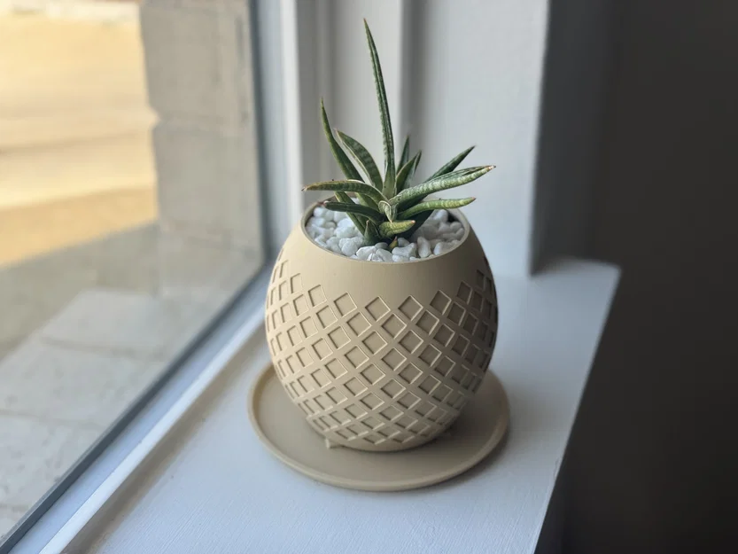 Chậu succulent họa tiết kim cương - Image 1