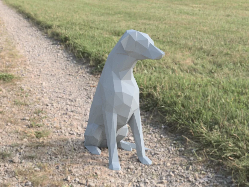 Mô hình chú chó Doberman Low Poly in 3D trang trí nghệ thuật - Image 1