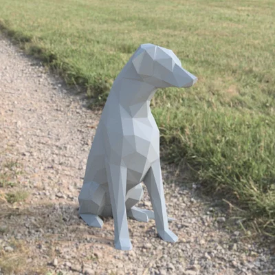 Mô hình chú chó Doberman Low Poly in 3D trang trí nghệ thuật