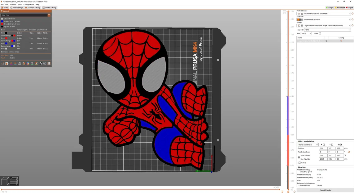Tranh treo tường Spiderman 3D: Hướng dẫn in đa màu không cần MMU - Image 2