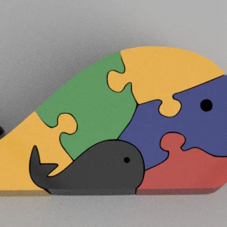 Mẫu đồ chơi xếp hình cá voi 3D (Puzzle ballena baby) cho bé