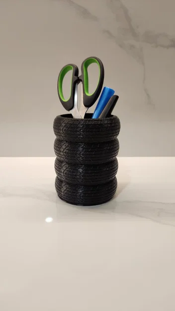 Tire Pen Cup – Ống cắm bút kiểu chồng lốp (in không cần support) - Image 2