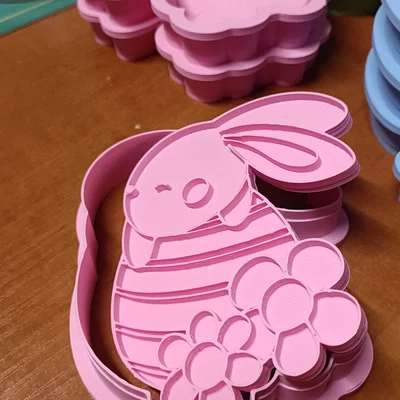 Khuôn cắt bánh quy hình thỏ Phục Sinh trang trí hoa (Easter Rabbit Cookie Cutter)