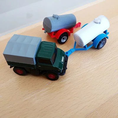 Rơ-moóc thùng nước tỉ lệ 1:87 (H0/HO Scale) - Water Barrel Trailer