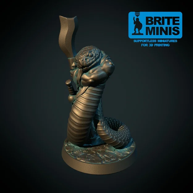 Người rắn cầm halberd 28mm (supportless, thân thiện FDM) - Image 1