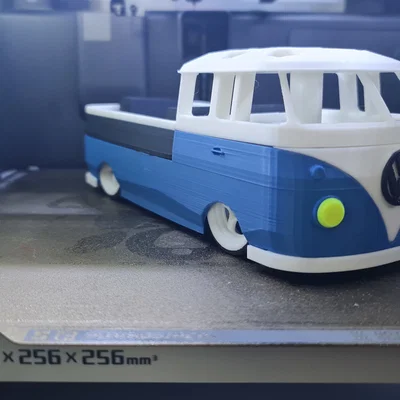Mô hình xe VW T1 Bus Pickup: Ống cắm bút & Khay chứa phụ kiện độc đáo