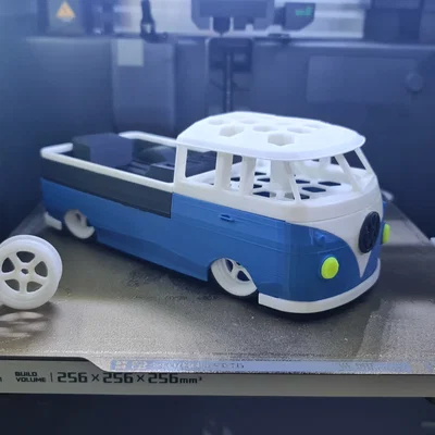 Mô hình xe VW T1 Bus Pickup: Ống cắm bút & Khay chứa phụ kiện độc đáo