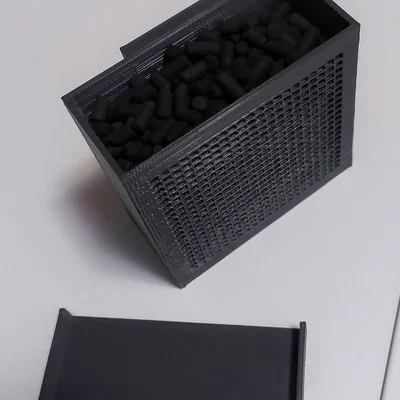 Lọc khí quạt xả Creality K1 dạng parametric cho than & cartridge mọi cỡ (OpenSCAD)