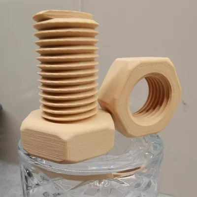 Bộ ốc vít và đai ốc lớn M27x3 in 3D - Mô hình kỹ thuật ấn tượng