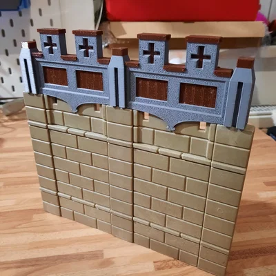 Mô hình đoạn tường thành lâu đài Playmobil (hệ thống Steck)