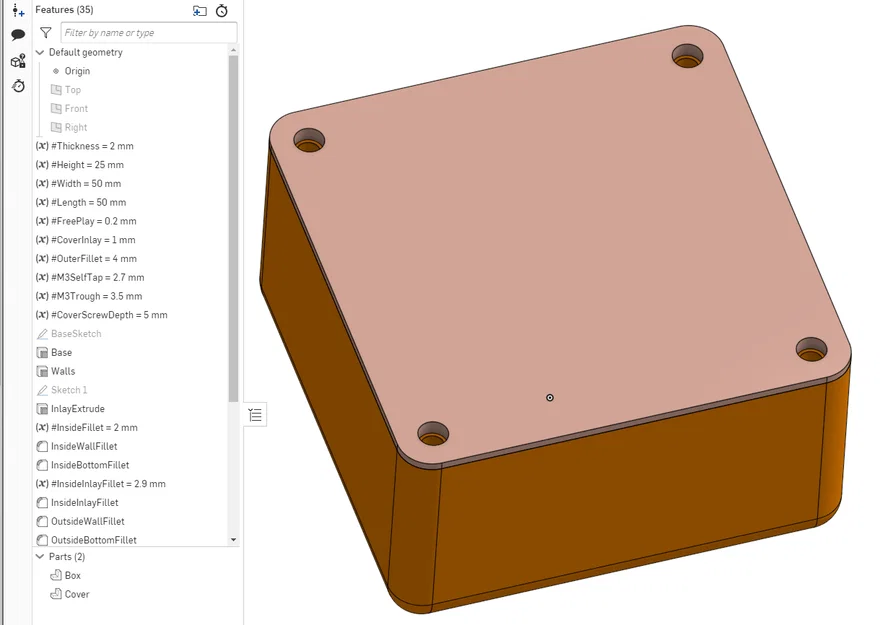 Project Box Template – Mẫu hộp dự án parametric trên OnShape - Image 1