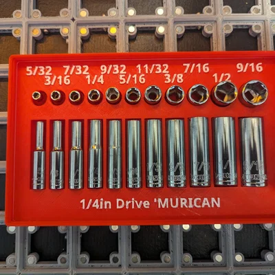 Khay giữ socket Gridfinity 1/4in SAE ('murican)
