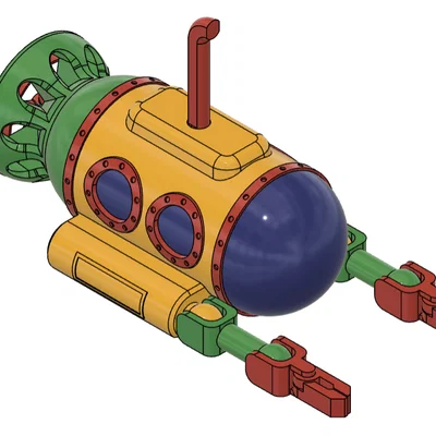 Tàu ngầm nổi (Floating Submarine) - articulated - nhiều phần (multi part)