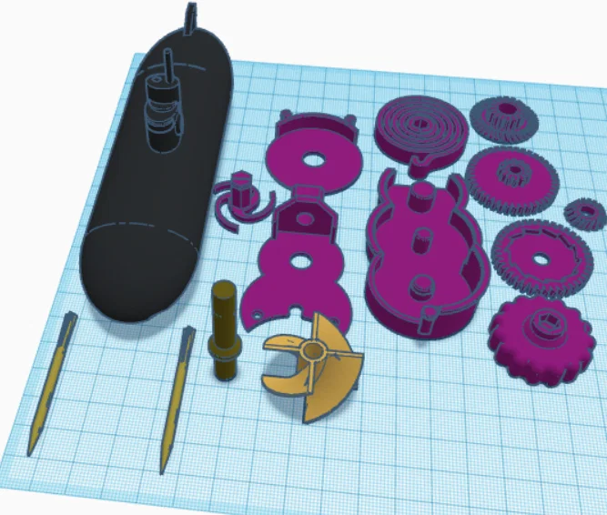 Wind up Submarine – Tàu ngầm lên cót kèm ngư lôi - Image 3