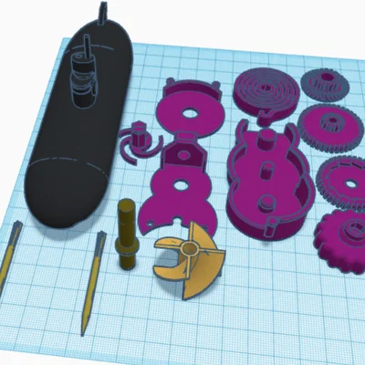 Wind up Submarine – Tàu ngầm lên cót kèm ngư lôi