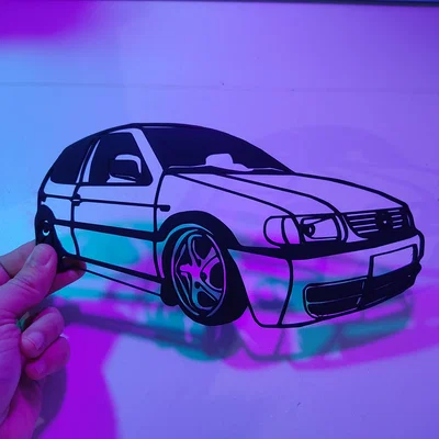 Wall art 2D Volkswagen Polo dạng silhouette