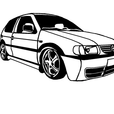 Wall art 2D Volkswagen Polo dạng silhouette