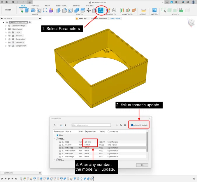 Ống dẫn gió fan PC đa năng kèm CAD [Parametric] - Image 2