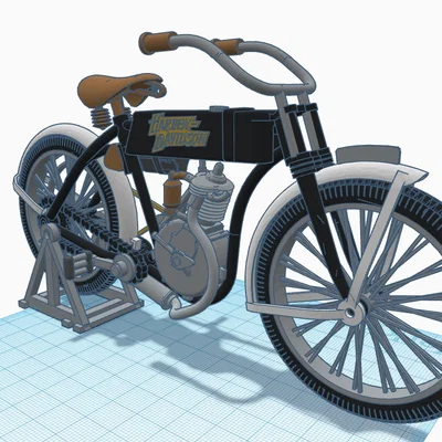 Mô hình xe mô tô cổ điển Harley Davidson 1910 - In 3D siêu chi tiết