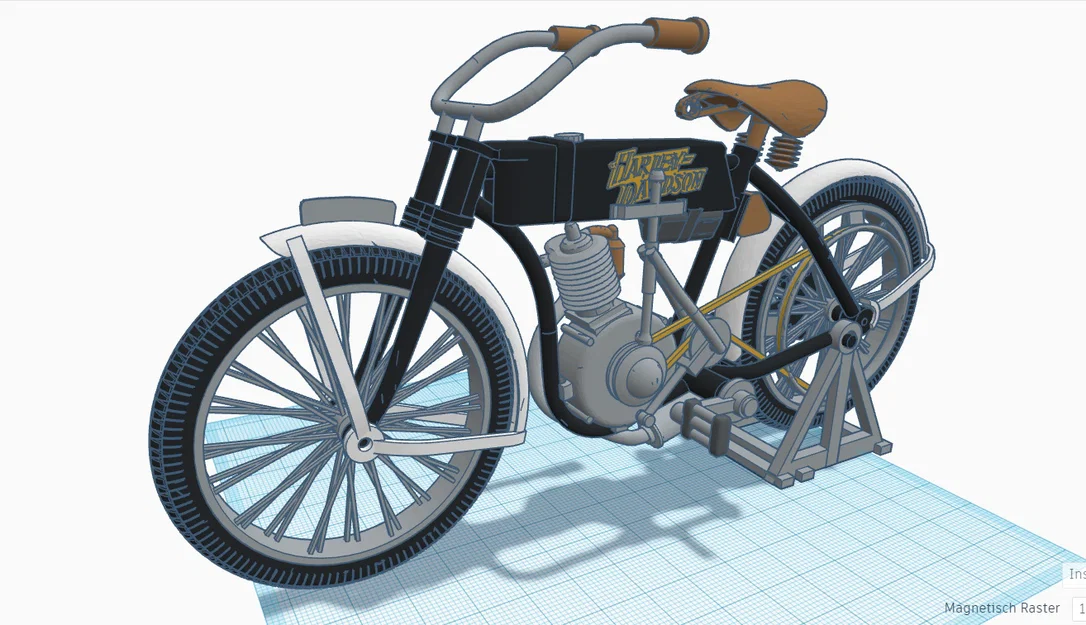 Mô hình xe mô tô cổ điển Harley Davidson 1910 - In 3D siêu chi tiết - Image 7