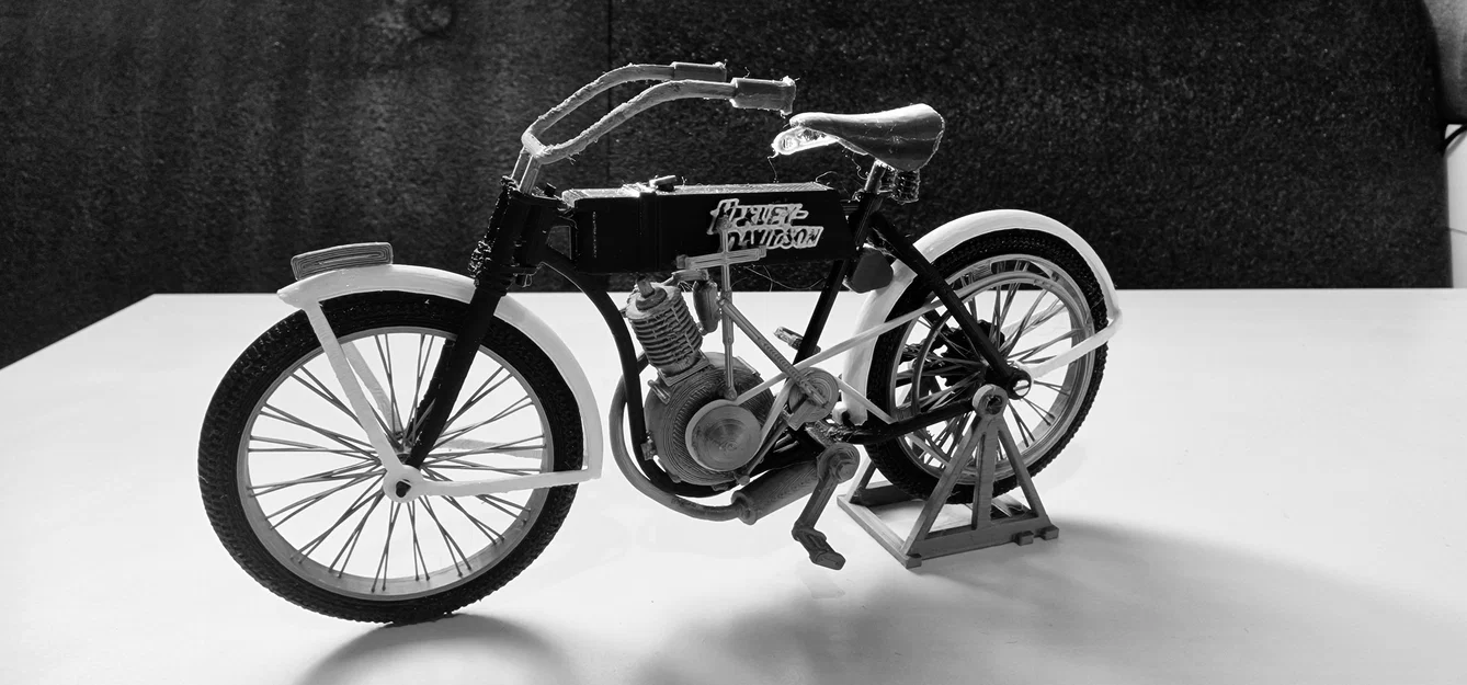 Mô hình xe mô tô cổ điển Harley Davidson 1910 - In 3D siêu chi tiết - Image 12