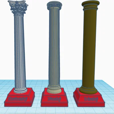 Bộ Mô Hình 3D Cột Hy Lạp Cổ Đại: Doric, Ionic và Corinthian