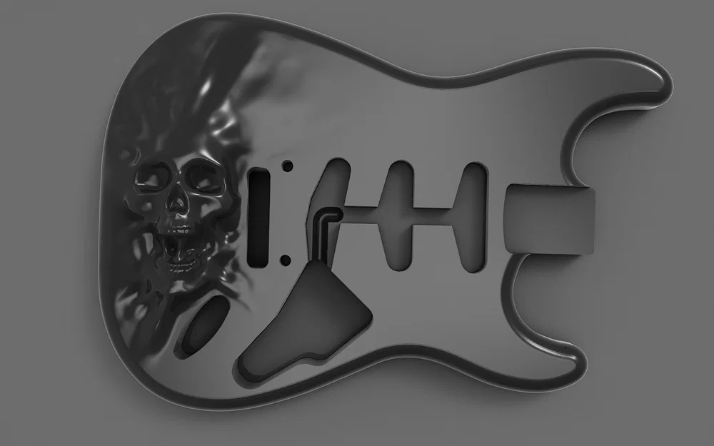 Thân đàn Guitar điện Fender Stratocaster với họa tiết đầu lâu 3D - Image 1