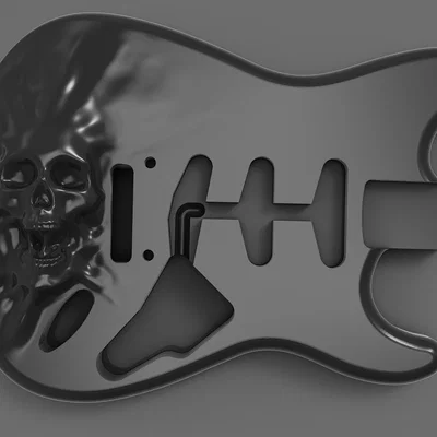 Thân đàn Guitar điện Fender Stratocaster với họa tiết đầu lâu 3D
