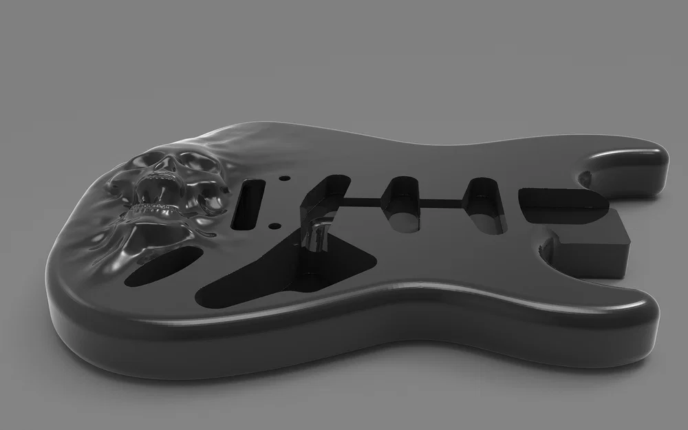Thân đàn Guitar điện Fender Stratocaster với họa tiết đầu lâu 3D - Image 2
