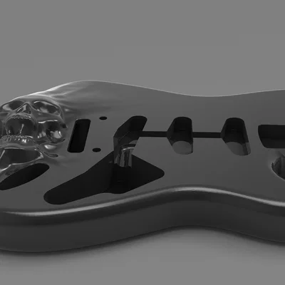 Thân đàn Guitar điện Fender Stratocaster với họa tiết đầu lâu 3D
