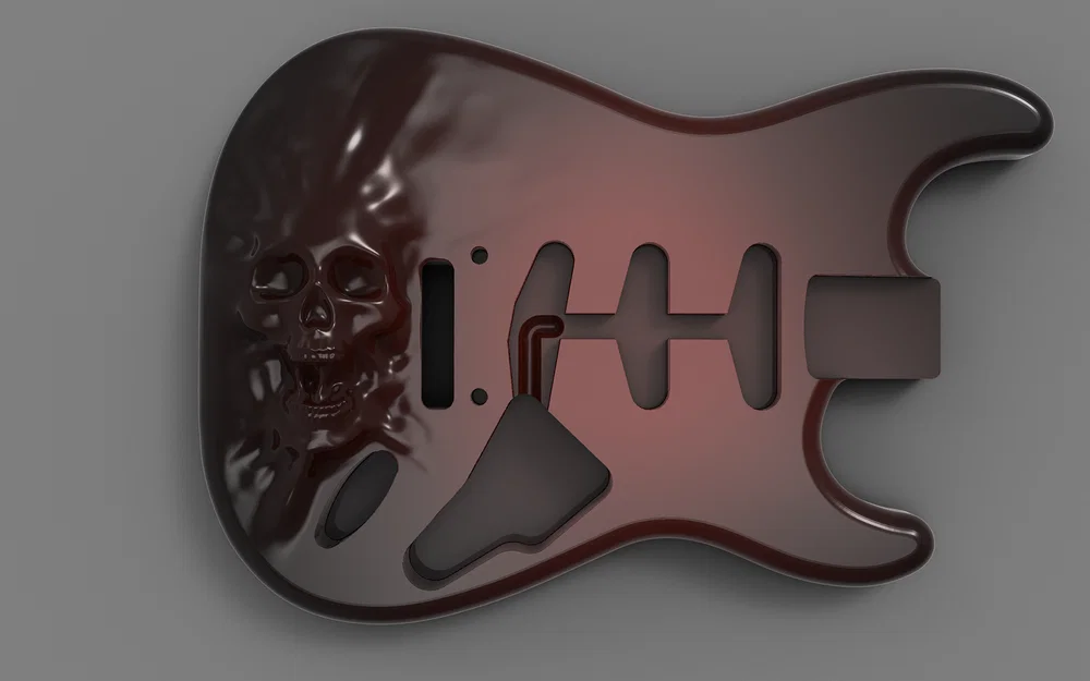 Thân đàn Guitar điện Fender Stratocaster với họa tiết đầu lâu 3D - Image 3