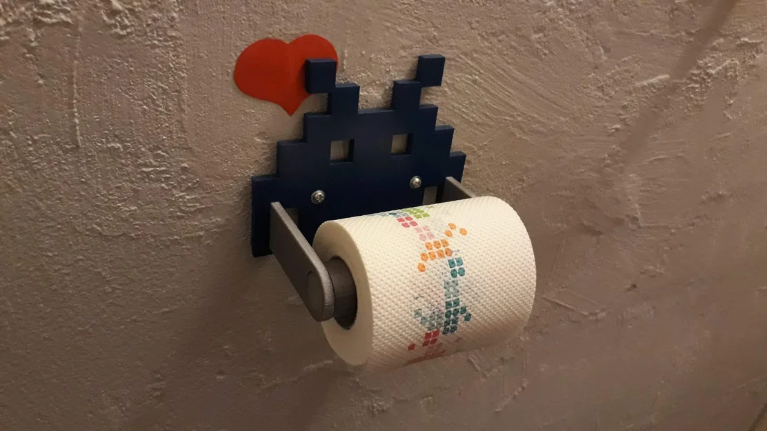 Giá treo giấy vệ sinh Space Invader - Thiết kế 3D độc đáo - Image 1