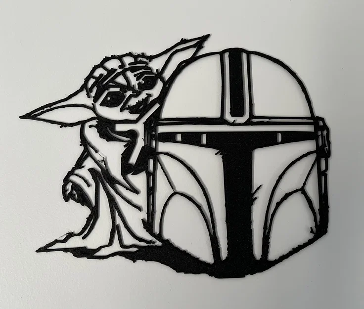 Tranh treo tường 3D Grogu và Mũ bảo hiểm Mandalorian cực chất - Image 1
