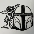 Tranh treo tường 3D Grogu và Mũ bảo hiểm Mandalorian cực chất - Thumbnail 1