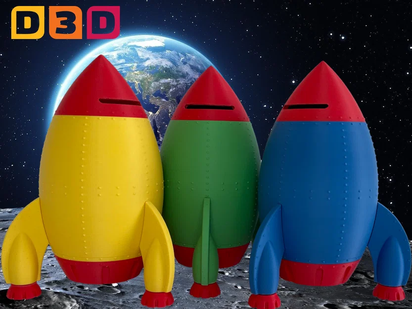 Ống Heo Tiết Kiệm Hình Tên Lửa Retro – Rocket Ship Money Savings Piggy Bank - Image 1