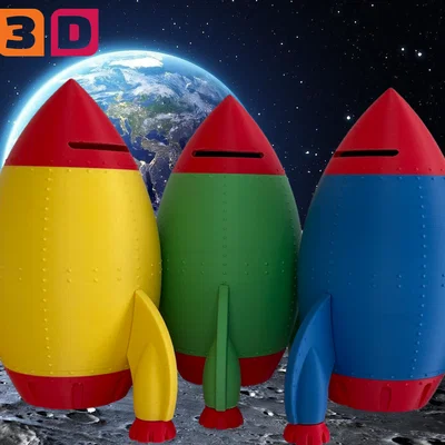Ống Heo Tiết Kiệm Hình Tên Lửa Retro – Rocket Ship Money Savings Piggy Bank