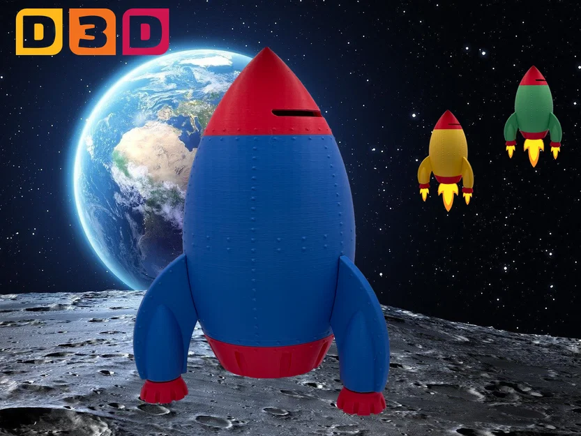 Ống Heo Tiết Kiệm Hình Tên Lửa Retro – Rocket Ship Money Savings Piggy Bank - Image 2