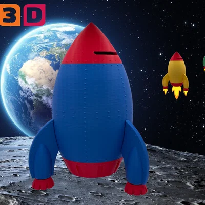 Ống Heo Tiết Kiệm Hình Tên Lửa Retro – Rocket Ship Money Savings Piggy Bank