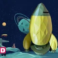 Heo đất tiết kiệm hình rocket Low Poly - Retro Rocket Ship - Thumbnail 2