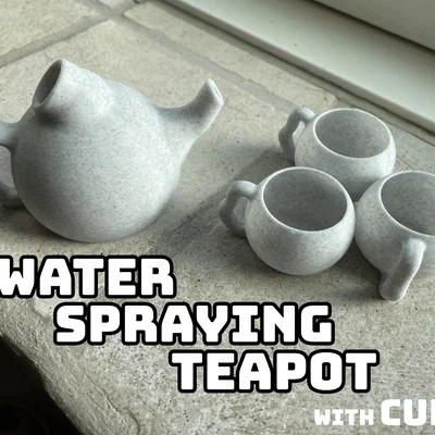 Ấm trà xịt nước kèm ly (Water spraying Teapot with cups)