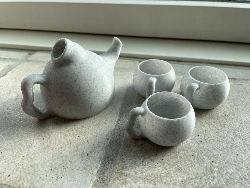 Ấm trà xịt nước kèm ly (Water spraying Teapot with cups) - Image 2