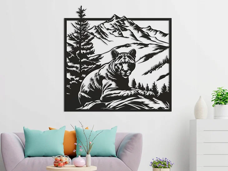 Mẫu tranh treo tường 3D Wild - Thiết kế núi rừng và báo hoang dã - Image 1