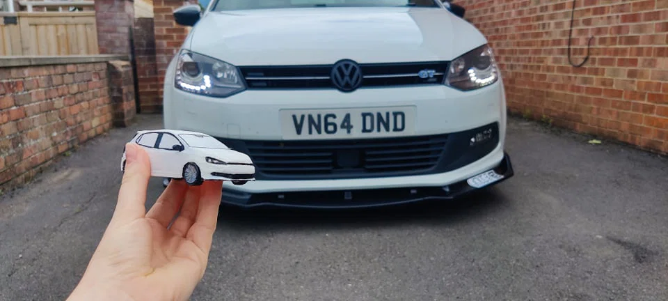 VW Polo Blue GT – mẫu 3D hạ gầm, thêm splitter & diffuser - Image 1