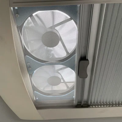 Prototype: Bộ gá 2 quạt 140mm cho cửa sổ nóc camper van 400mm